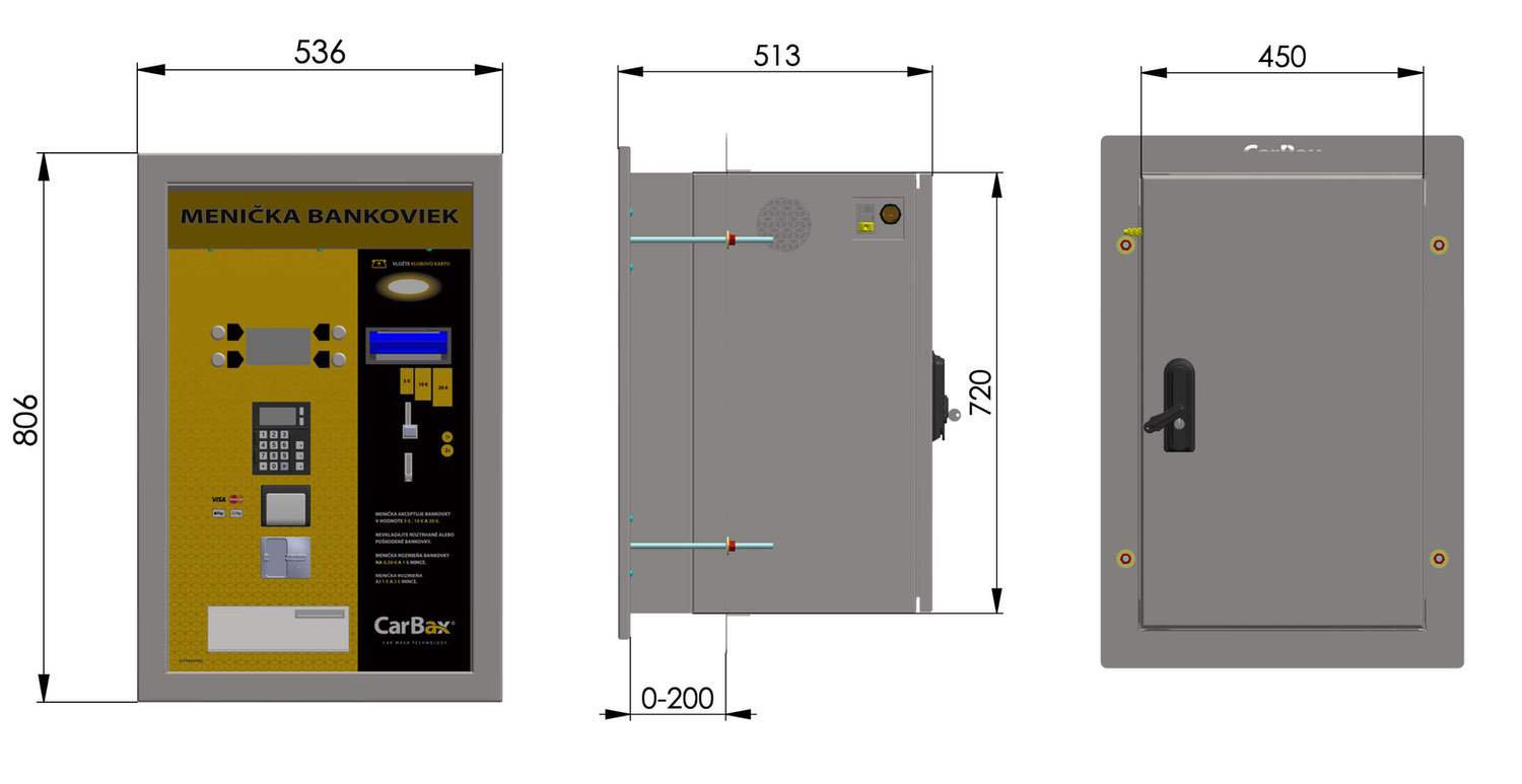 CarBaxChange Rozmery zariadenia